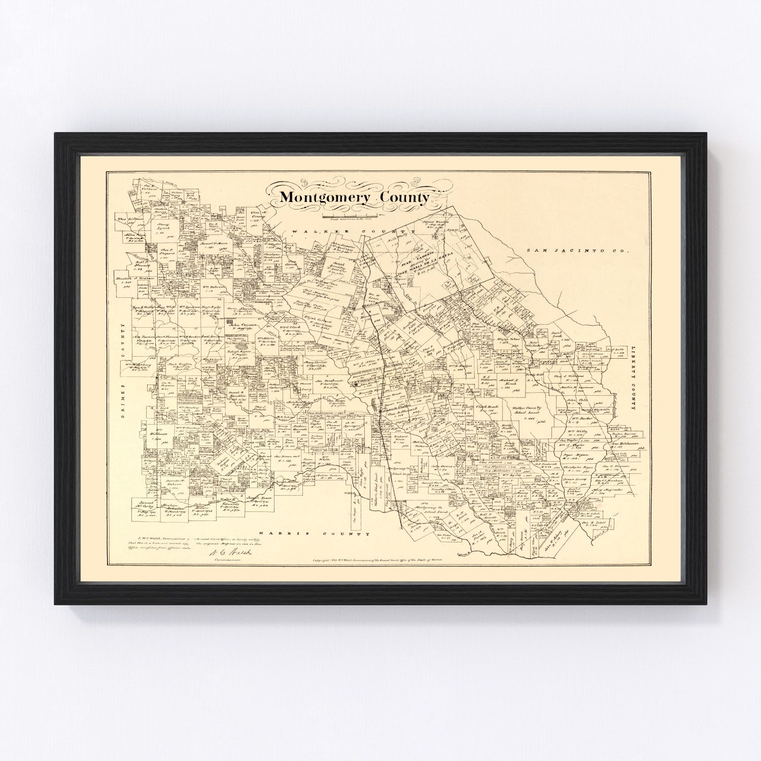 Vintage Map of Montgomery County, Texas 1880