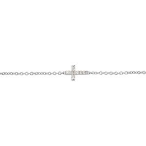 14K White Gold .04 CTW Natural Diamond Sideways Cross Youth 7" Bracelet – image 3