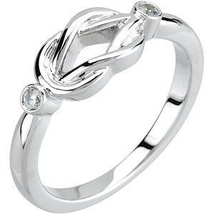 14K White Gold .06 CTW Natural Diamond Knot Ring