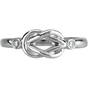 14K White Gold .06 CTW Natural Diamond Knot Ring