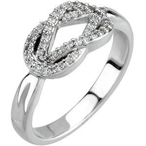 14K White Gold 1/5 CTW Natural Diamond Knot Ring