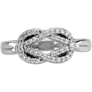 14K White Gold 1/5 CTW Natural Diamond Knot Ring