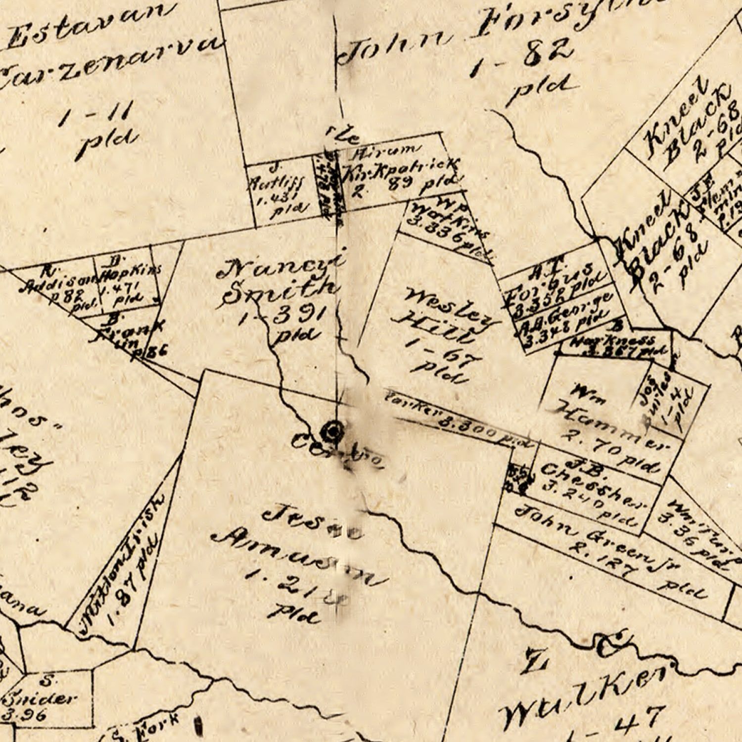 Vintage Map of Shelby County, Texas 1879