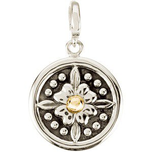 Sterling Silver & 14K Yellow Gold Floral Charm/Pendant