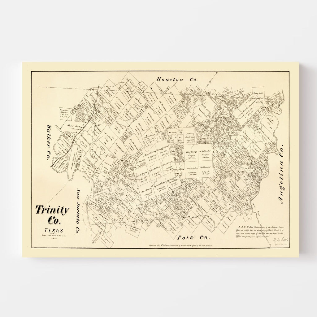 Vintage Map of Trinity County, Texas 1879