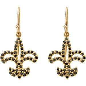 14K Yellow Gold 1/2 CTW Natural Black Diamond Fleur-de-Lis Earrings – image 2