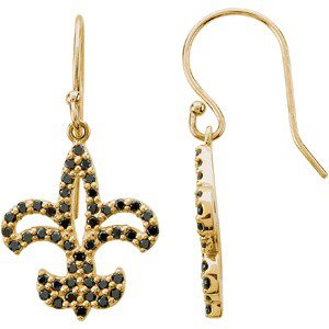 14K White Gold 1/2 CTW Natural Black Diamond Fleur-de-Lis Earrings – image 3
