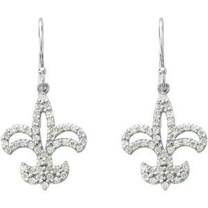 14K White Gold 1/2 CTW Natural Diamond Fleur-de-lis Earrings – image 2