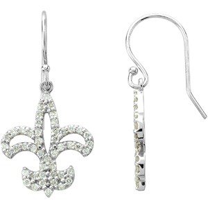 14K White Gold 1/2 CTW Natural Diamond Fleur-de-lis Earrings