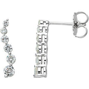 14K White Gold 1/2 CTW Natural Diamond Journey Earrings