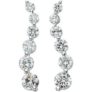 14K White Gold 1/2 CTW Natural Diamond Journey Earrings