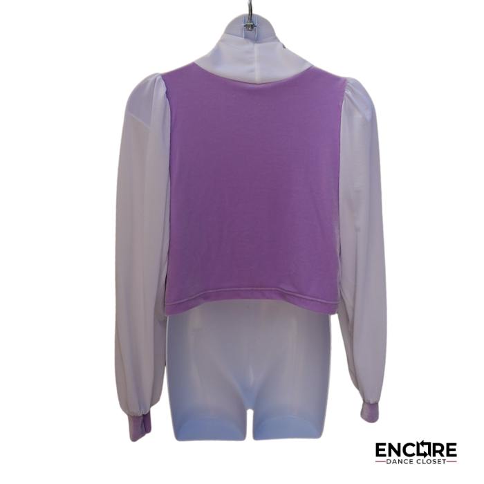 Lilac Velvet Boxy Shirt with Puffy Sleeves