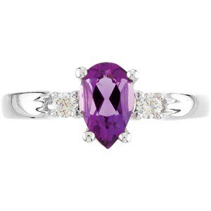 14K White Gold Natural Amethyst & 1/10 CTW Natural Diamond Ring