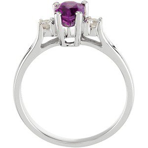 14K White Gold Natural Amethyst & 1/10 CTW Natural Diamond Ring