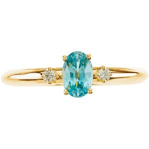 14K Yellow Gold Natural Blue Zircon & .04 CTW Natural Diamond Ring