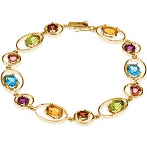 14K Yellow Gold 8x6 mm Oval Geometric Link 7 1/2" Bracelet Mounting – image 2