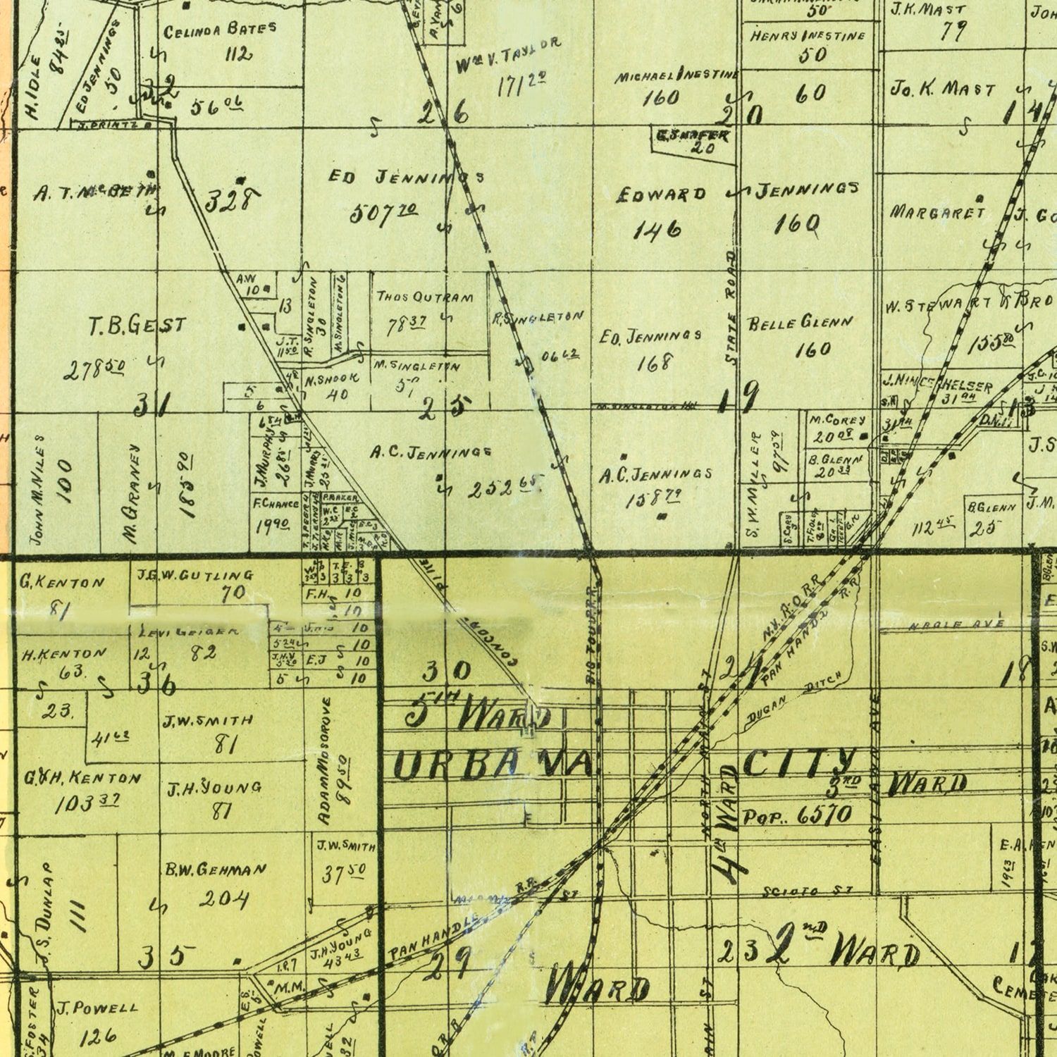 Vintage Map of Champaign County, Ohio 1894