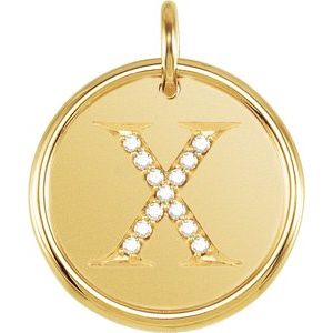 18K Yellow Gold Vermeil .05 CTW Natural Diamond Posh Mommy® Initial X Pendant