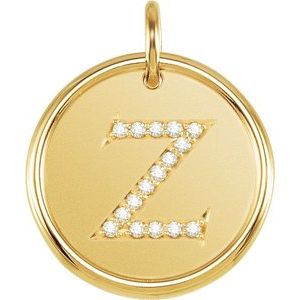 18K Yellow Gold Vermeil .08 CTW Natural Diamond Posh Mommy® Initial Z Pendant