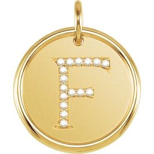 18K Yellow Gold Vermeil .08 CTW Natural Diamond Posh Mommy® Initial F Pendant