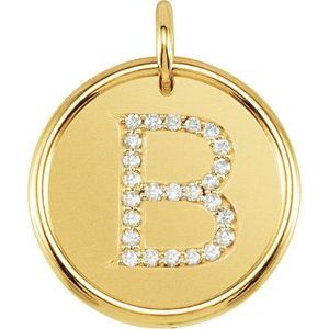 18K Yellow Gold Vermeil 1/8 CTW Natural Diamond Posh Mommy® Initial B Pendant