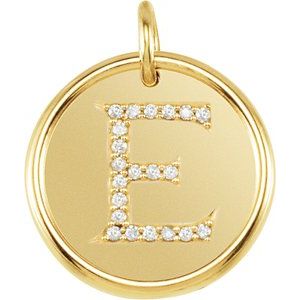 18K Yellow Gold Vermeil 1/10 CTW Natural Diamond Posh Mommy® Initial E Pendant