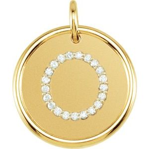 18K Yellow Gold Vermeil 1/10 CTW Natural Diamond Posh Mommy® Initial O Pendant