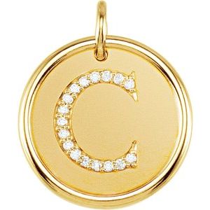 18K Yellow Gold Vermeil .06 CTW Natural Diamond Posh Mommy® Initial C Pendant