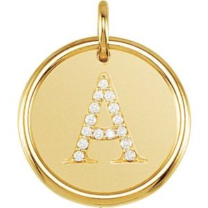 18K Yellow Gold Vermeil .08 CTW Natural Diamond Posh Mommy® Initial A Pendant