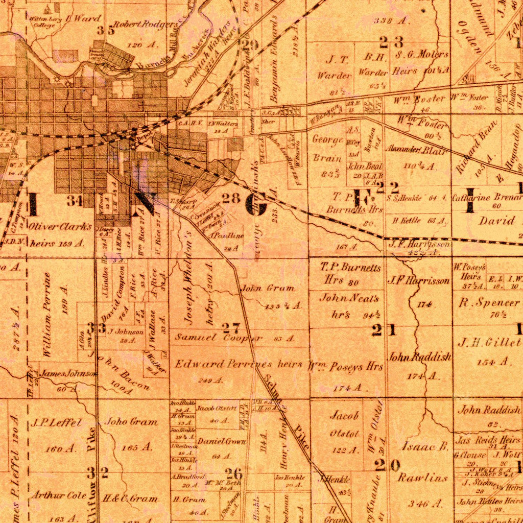 Vintage Map of Clarke County, Ohio 1859