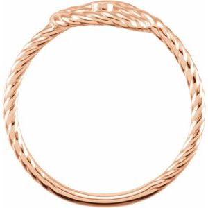 14K Rose Gold .025 CT Natural Diamond Rope Knot Ring