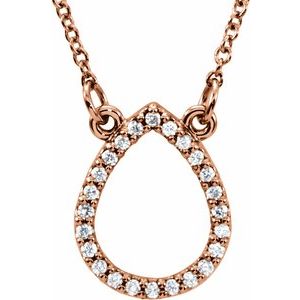 14K Rose Gold 1/10 CTW Natural Diamond Teardrop 16" Necklace