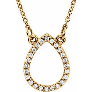 14K Yellow Gold 1/10 CTW Natural Diamond Teardrop 16" Necklace