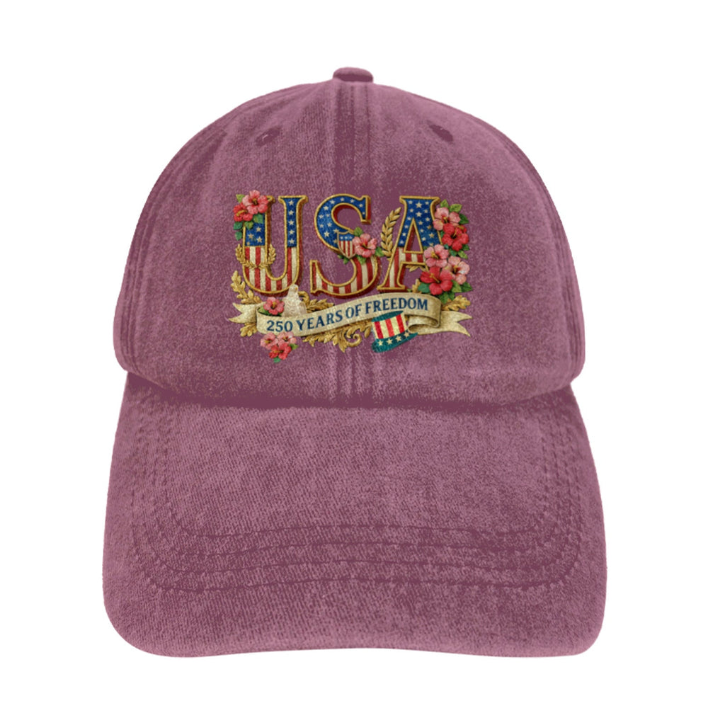 Patriotic USA 250 Years of Freedom Vintage Washed Baseball Cap | Ships from USA