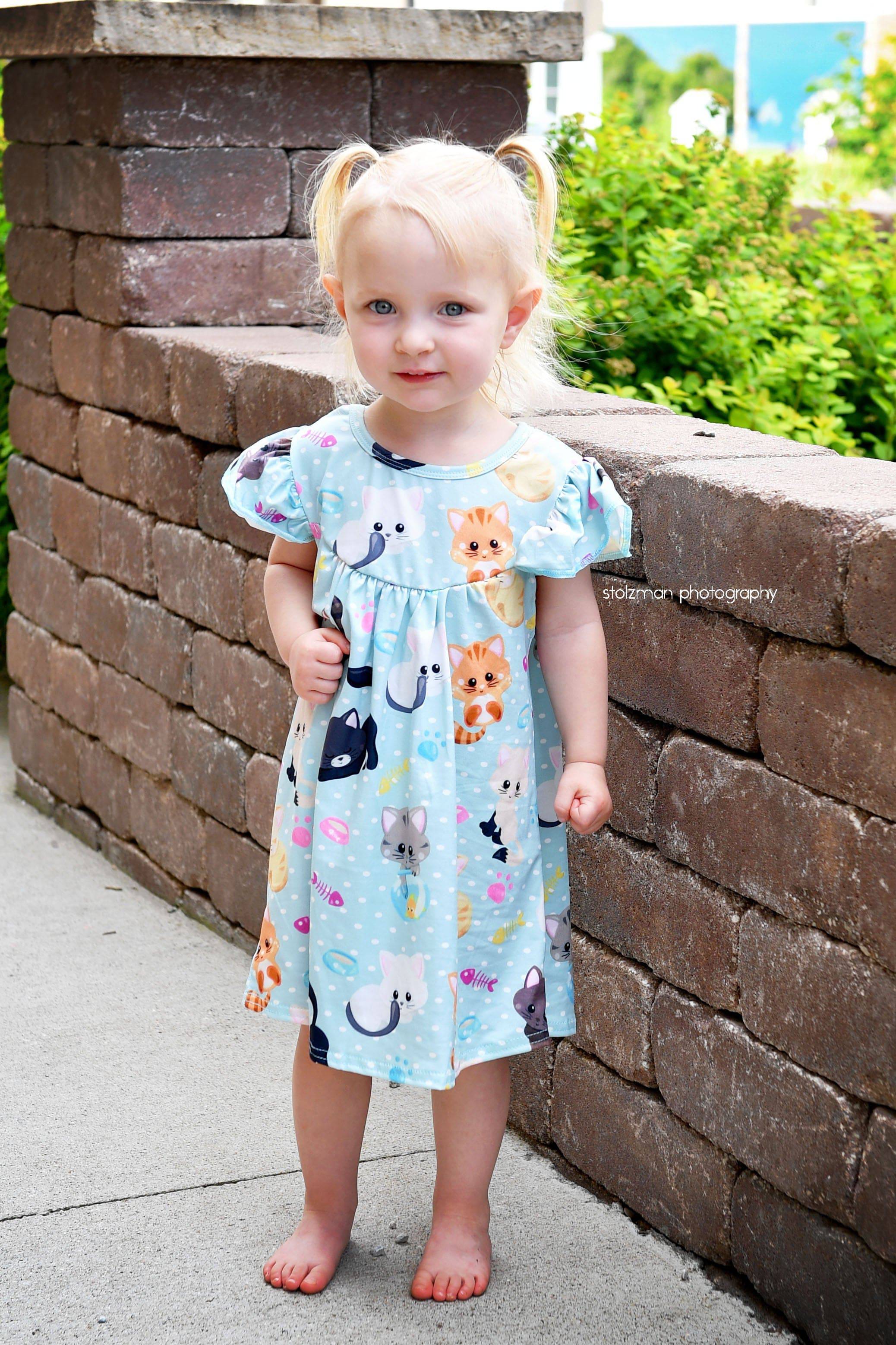 Kitty Milk Silk Flutter Dress