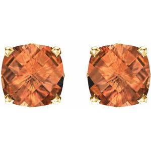 14K Yellow Gold 6x6 mm Cushion Natural Citrine Earrings – image 2