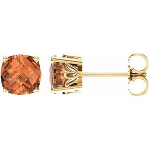 14K Yellow Gold 6x6 mm Cushion Natural Citrine Earrings