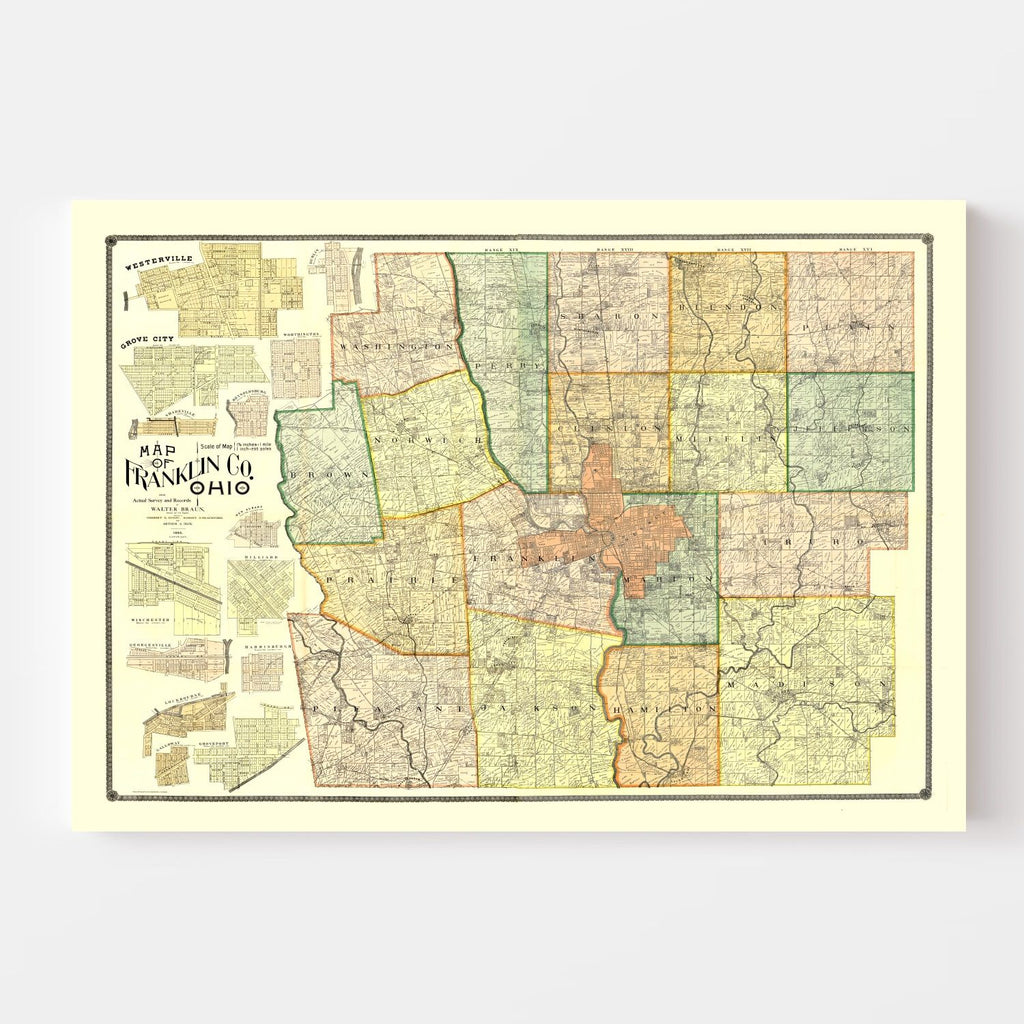 Vintage Map of Franklin County, Ohio 1895