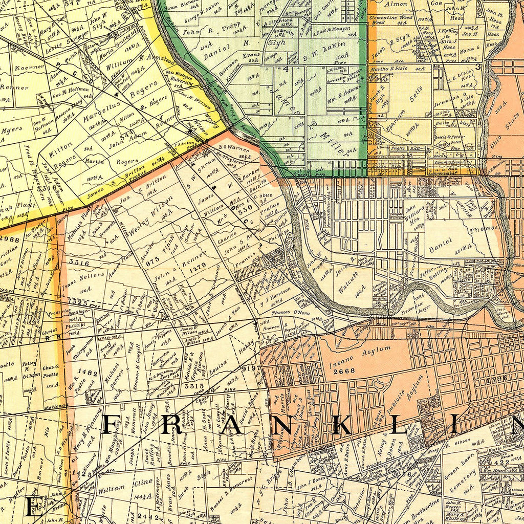 Vintage Map of Franklin County, Ohio 1895