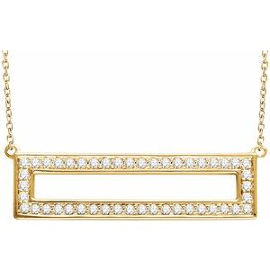 14K Yellow Gold 3/8 CTW Natural Diamond Rectangle 16-18" Necklace