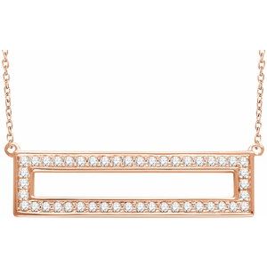 14K Rose Gold 3/8 CTW Natural Diamond Rectangle 16-18" Necklace