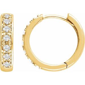 14K Yellow Gold 1/3 CTW Natural Diamond Hinged 15.8 mm Hoop Earring