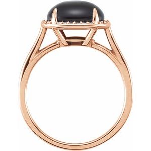 14K Rose Gold Natural Black Onyx & .04 CTW Natural Diamond Ring