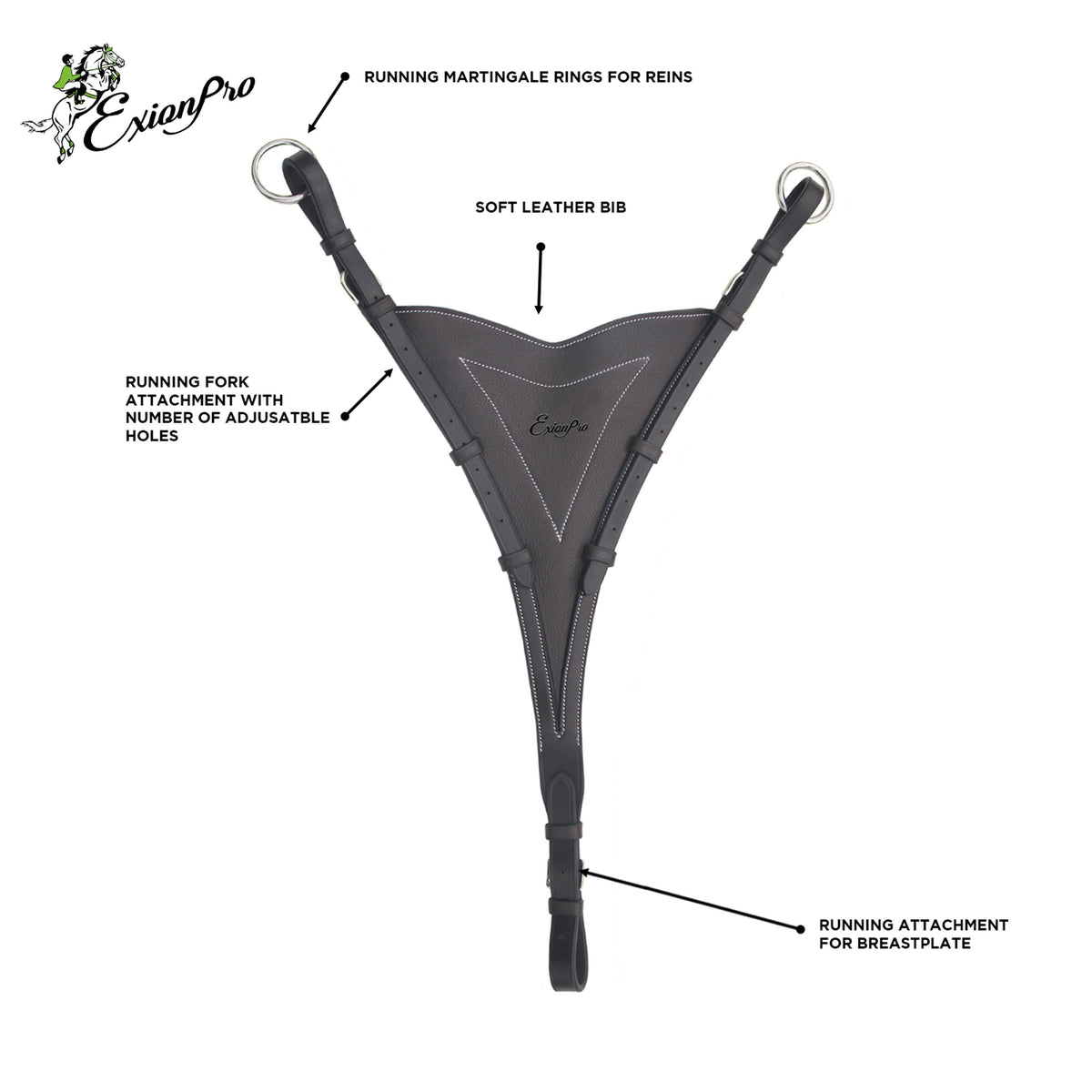 ExionPro Soft Leather Bib Running Martingale Attachment