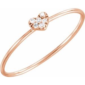 14K Rose Gold .03 CTW Natural Diamond Petite Heart Cluster Ring