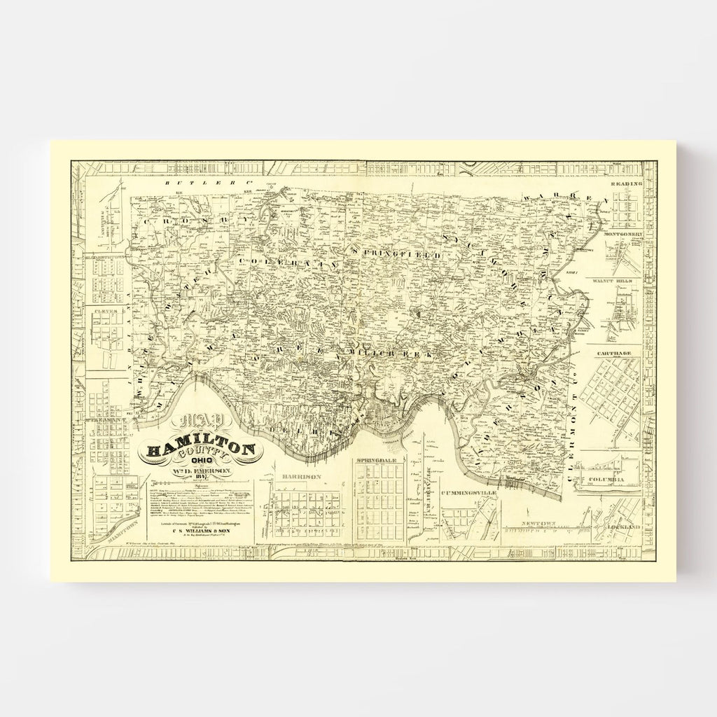Vintage Map of Hamilton County, Ohio 1847