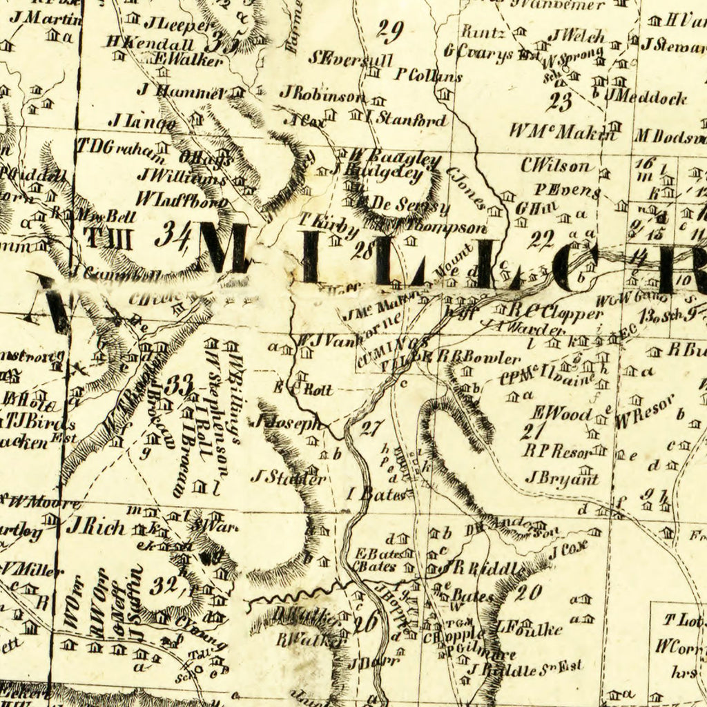 Vintage Map of Hamilton County, Ohio 1847