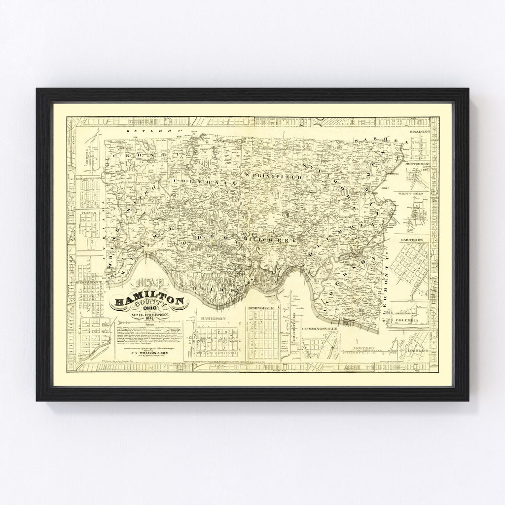 Vintage Map of Hamilton County, Ohio 1847