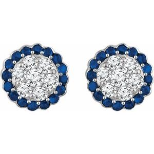 14K White Gold Natural Blue Sapphire & 5/8 CTW Natural Diamond Earrings – image 2