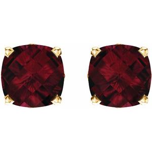 14K Yellow Gold 6x6 mm Cushion Natural Mozambique Garnet Earrings – image 2